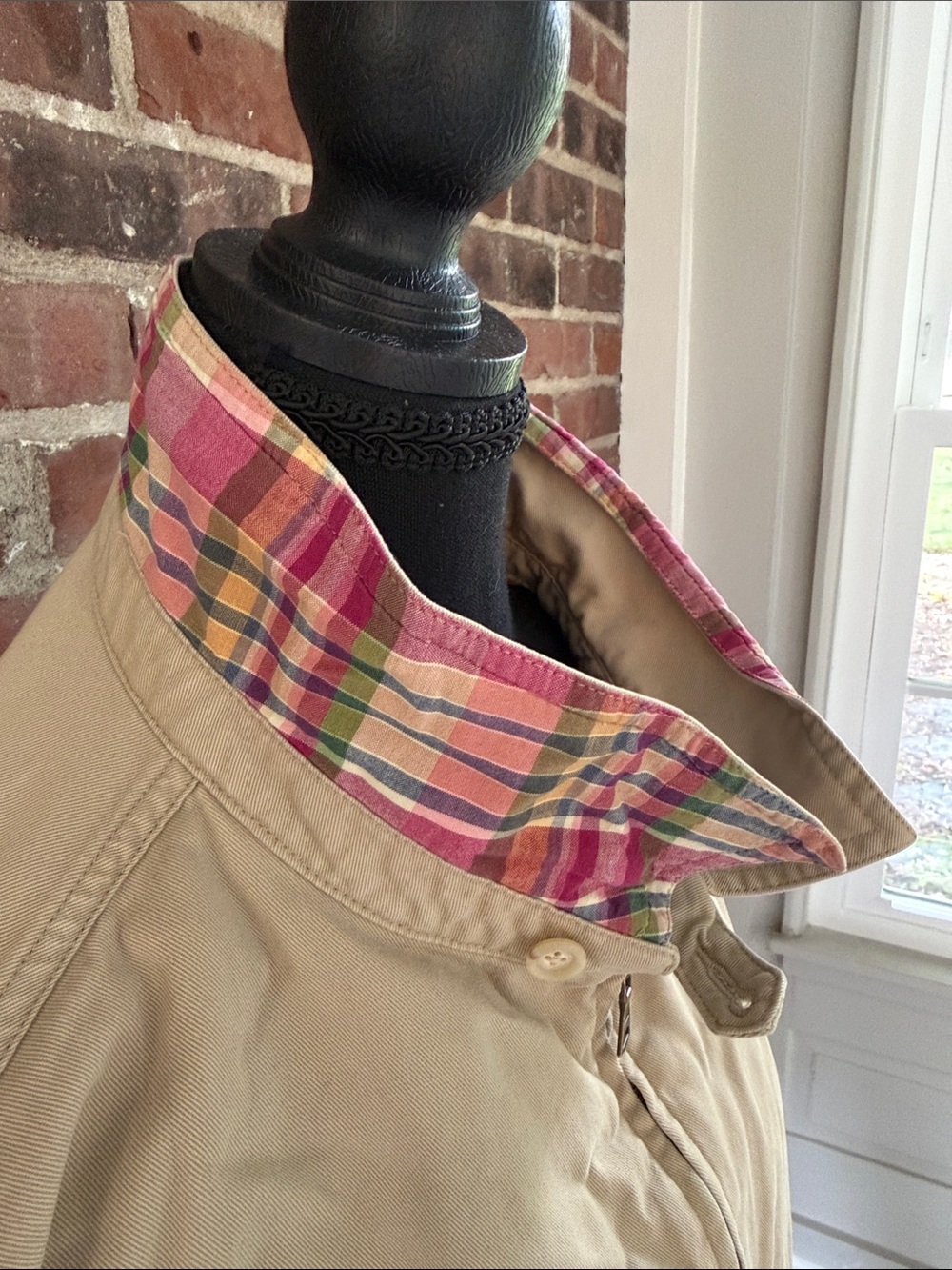 Polo Ralph Lauren XXL Cotton Harrington Jacket Khaki Madras Plaid Collar